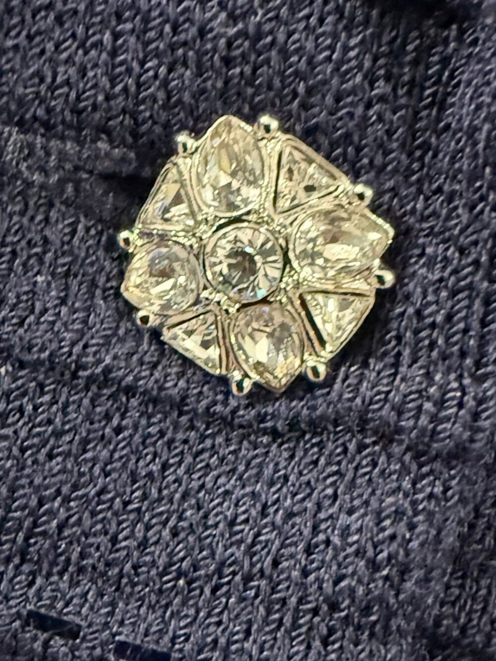 St John Evening Navy Crystal Button Embellished Knit Jacket 8 - Picture 3 of 10